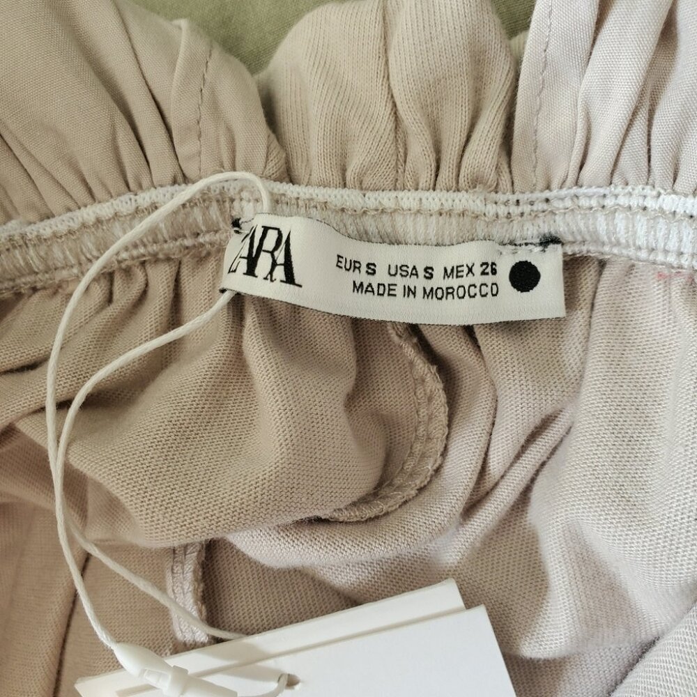 ZARA | Sleeveless Ruffle Waistline Beige Boho Maxi Dress (S) - Picture 9 of 11